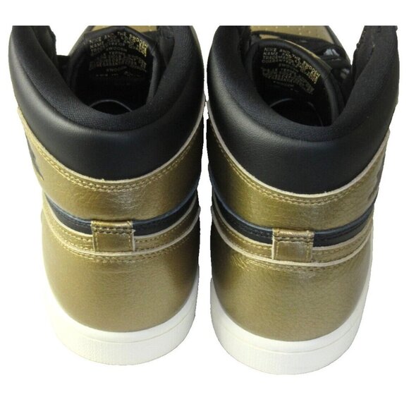 Nike Air Jordan 1 Men's Retro High OG Black Gold Leather Shoes Size 10 NEW - Picture 5 of 5